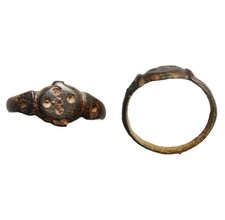 RARE Christian Relic Antiquity Roman Bronze Cross Ring 400AD Eastern Empire COA picture