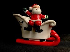 Santa on Sleigh Planter Christmas 1950s Japan Vintage NAPCO NORCREST HOLT HOWARD picture