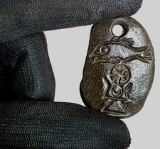 Ancient Carthage Punic Carved Gemstone Pendant Amulet Dolphin Tanit Solar Wheel picture