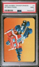 1985 Hasbro Transformers #1 Optimus Prime Rookie Card PSA 9 Mint picture