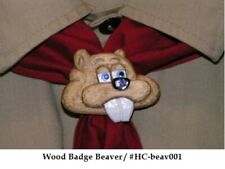 Hand Carved Wood Badge Beaver Neckerchief Slide picture