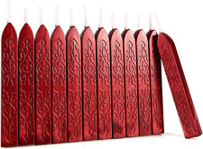Mornajina 12 Pieces Metalic Red Sealing Wax Sticks with Wicks, Vintage Wax Seal picture