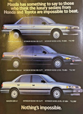1987 Magazine Advertisement Mazda 626 LX Nothing's Impossible picture