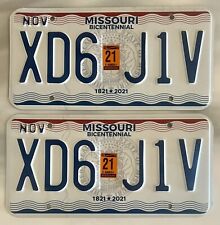 Expired Missouri Bicentennial Automobile License Plate Matched Pair Set XD6 J1V picture