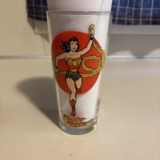 SCARCE NICE VINTAGE ACL 1976 PEPSI SUPER DC COMICS WONDER WOMAN DRINKING GLASS picture
