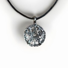 Double Pentacle Pewter Pendant Pagan Wiccan New Made USA picture