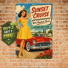 Vintage Style Retro Girl Home Decor Metal Tin Sign 8x12 picture