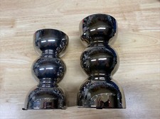 Set of 2 Flare Modern Chrome Finish Candlesticks Holders, Unused picture