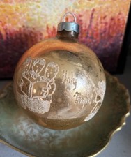 Vintage Franke Silent Night Holy Night Christmas Stencil Glass Ornament USA picture