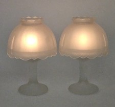 VTG Pair Westmoreland Style Frosted Satin Glass Fairy Lamps Taiwan picture