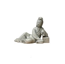 Vintage Finish Off White Porcelain Reclining Kwan Yin , Bodhisattva Statue GB899 picture