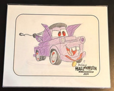 2024 Run Disney Disneyland Halloween Weekend Cars Mater Non-Framed Art Sketch picture
