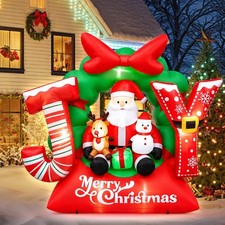 7 X 7 FT Christmas Inflatable JOY Sign with Santa  picture
