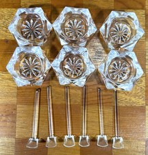 VTG Hexagon Crystal Starbust Open Salt Cellars Set Of 6 W/ Glass Shovels • Czech picture