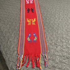 Vintage Guatemalan Handwoven Table Runner 65” Chichicastenango Maya Animal Art picture