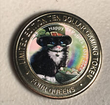 2024 FOUR QUEENS $10 BLUE Cap Silver Strike St. Patrick’s Day Pot Of Gold Kitten picture