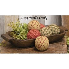 NEW Farmhouse RAG BALLS CRANBERRY RED CREAM GREEN 6 PCS Bowl Fillers 2.5
