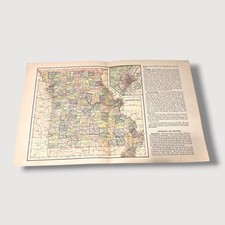 Antique 1896 Geography of Missouri Double Page Atlas Map AB picture