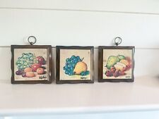 3 Vintage  Wood Fruit Wall Plaques Homco Home Interiors Set MCM Decor 5
