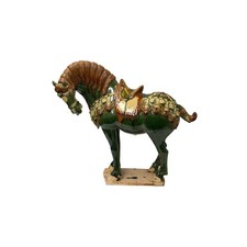 Oriental Ceramic Sancai Green Brown Beige Artistic Figure GB754 picture