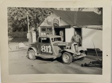 VTG Photo Men Working On Stock Race Car Whitestone Queens NYC Gas Station 1950s picture