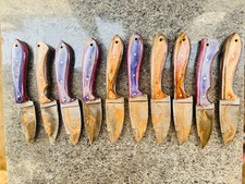 Premium Lot of 10 Copper Damascus Steel Knife Wood Handle With Sheet picture