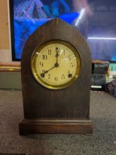 Antique Ansonia Shelf Parlor Mantle Cabinet Chime Clock Gothic Top 8-Day picture