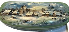 Russian Fedoskino Laquer Handpainted Mother-of-Pearl Signed Eyeglass Case- Box picture