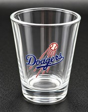 Vintage LA Dodgers Shot Glass MLB Baseball Red Blue Script Logo Collectible picture