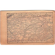 Antique 1889 Map of Pennsylvania 1889 Pocket Map Engraving SAG4-H3 picture