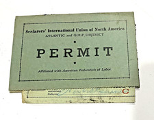 SEAFARERS International Union North America 1947-48 Permit Card Atlantic & Gulf picture