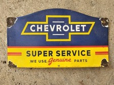 VINTAGE CHEVROLET 1950'S PORCELAIN SIGN SUPER SERVICE  GENUINE PARTS  picture