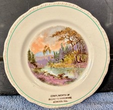 antique RICHEYS HARDWARE old ATWOOD Illinois/ILL/IL Harker China SOUVENIR PLATE picture