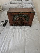 Vintage Rare 6D629 Zenith Consol-Tone Boomerang Electric Tube Radio Wood Cabinet picture