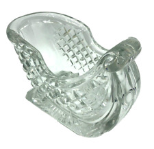 Vintage Crystal Sleigh Clear Heavy Glass Santa Christmas Potpourri Candy Dish picture