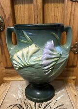 Antique Roseville Vase-2 Handles-8.5”-Green W/Purple/White Freesia-USA-SPRING picture