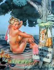 1940's Bill Layne Pin-Up 8.5x11 Poster Print Skinny Dipper Cheesecake Bath Comic picture