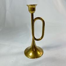 Vintage Silvestri Brass Metal Bugle Horn Candle Holder picture