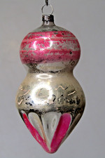 Antique Vintage Glass Embossed Fluted Tiered Drop Christmas Ornament Germany picture
