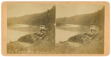 KENTUCKY STEREOVIEW - Monterey - Barge on Kentucky River - 1890s RARE picture