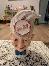 Vintage Cast Iron Coke-Cola Sprite Boy Coin Bank Piggy Bank with Stopper 8 Inch picture