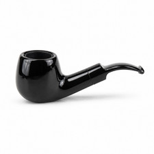 Mini Black Wooden Tobacco Pipe Compact Bent Smoking Pipe Glossy Curved Stem with picture
