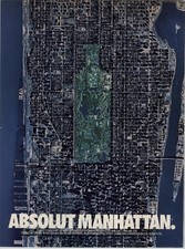 1992 Absolut Manhattan Aerial Photo Absolut Vodka Bottle Vintage Print Ad picture