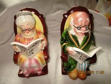 Vintage Pair of Lefton JAPAN Grandma & Grandpa Retirement Fund Banks picture