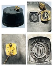 Dr. Albert B. Consentino School Haverhill, Mass. Steel Hub Die & 10k GF Tie Pin picture