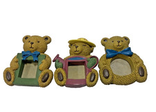 Three Vintage Miniature Resin Bear Picture Frame Magnets 2.5