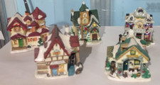 Vintage Miniature Christmas Village Buildings Lot of 5 - 4-5
