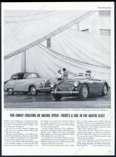 1954 Austin Healey 100 & sedan car boat sail photo vintage print ad picture