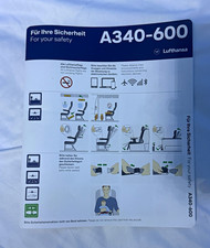 RARE Lufthansa Airbus A340-600 LAST Airline Safety Card - Aviation Safety Cards picture