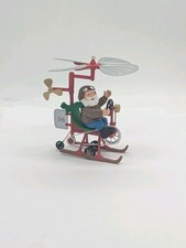 Hallmark SANTAS FLYING MACHINE Handcrafted and Tin Keepsake Ornament 1998 picture